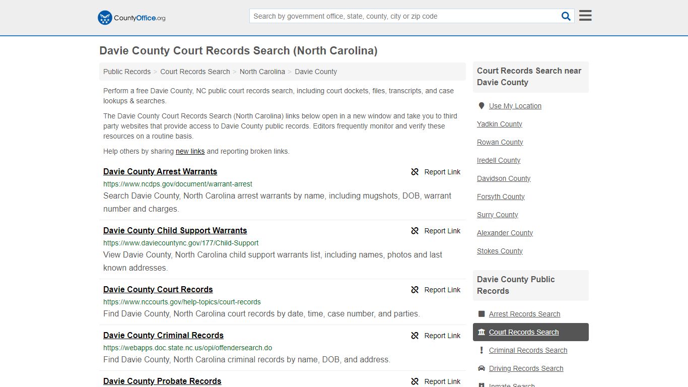 Court Records Search - Davie County, NC (Adoptions, Criminal, Child ...