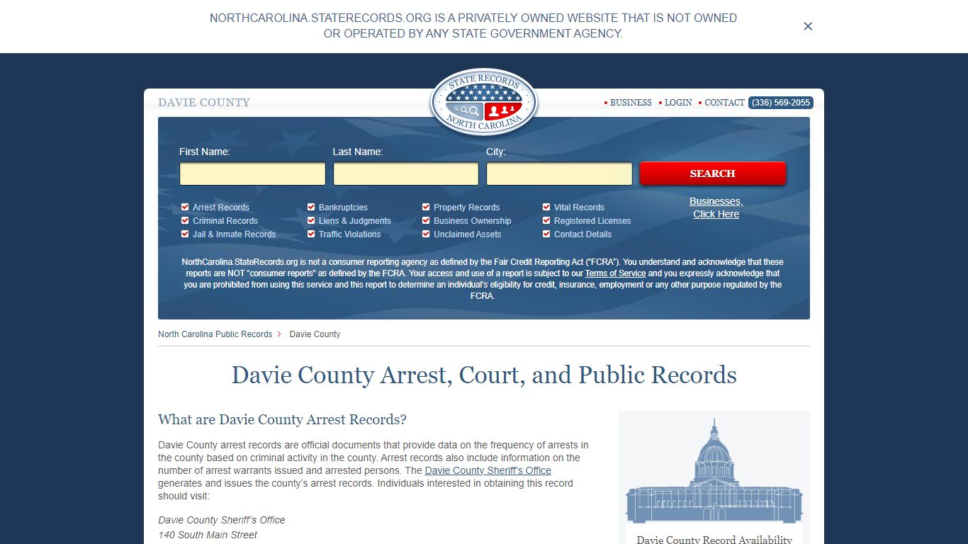 Davie County Arrest, Court, and Public Records