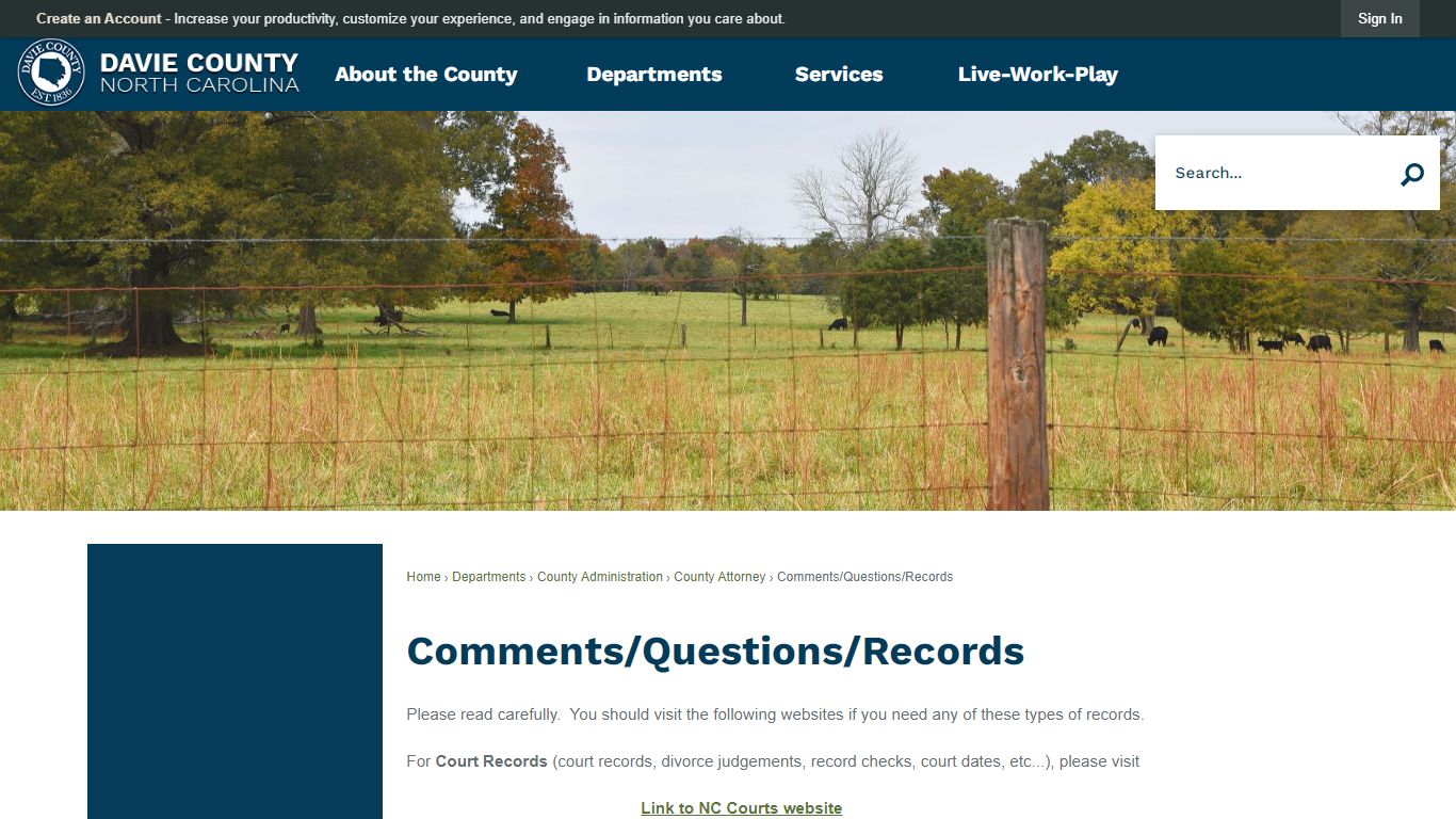 Comments/Questions/Records | Davie County, NC - Official Website