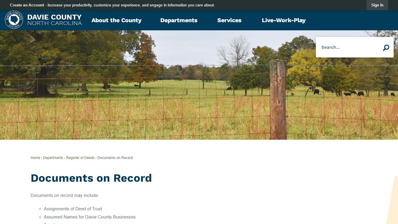 Documents on Record | Davie County, NC - Official Website